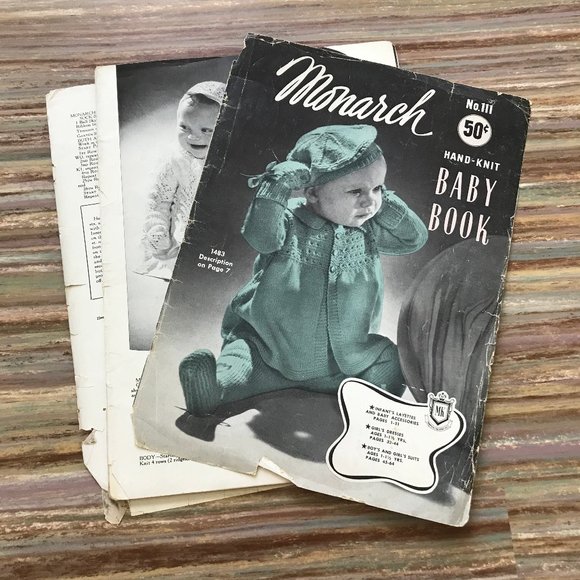 Monarch Hand Knit Baby Book 111 Vintag Knitting Patterns Infant Layette Clothing - Picture 1 of 8